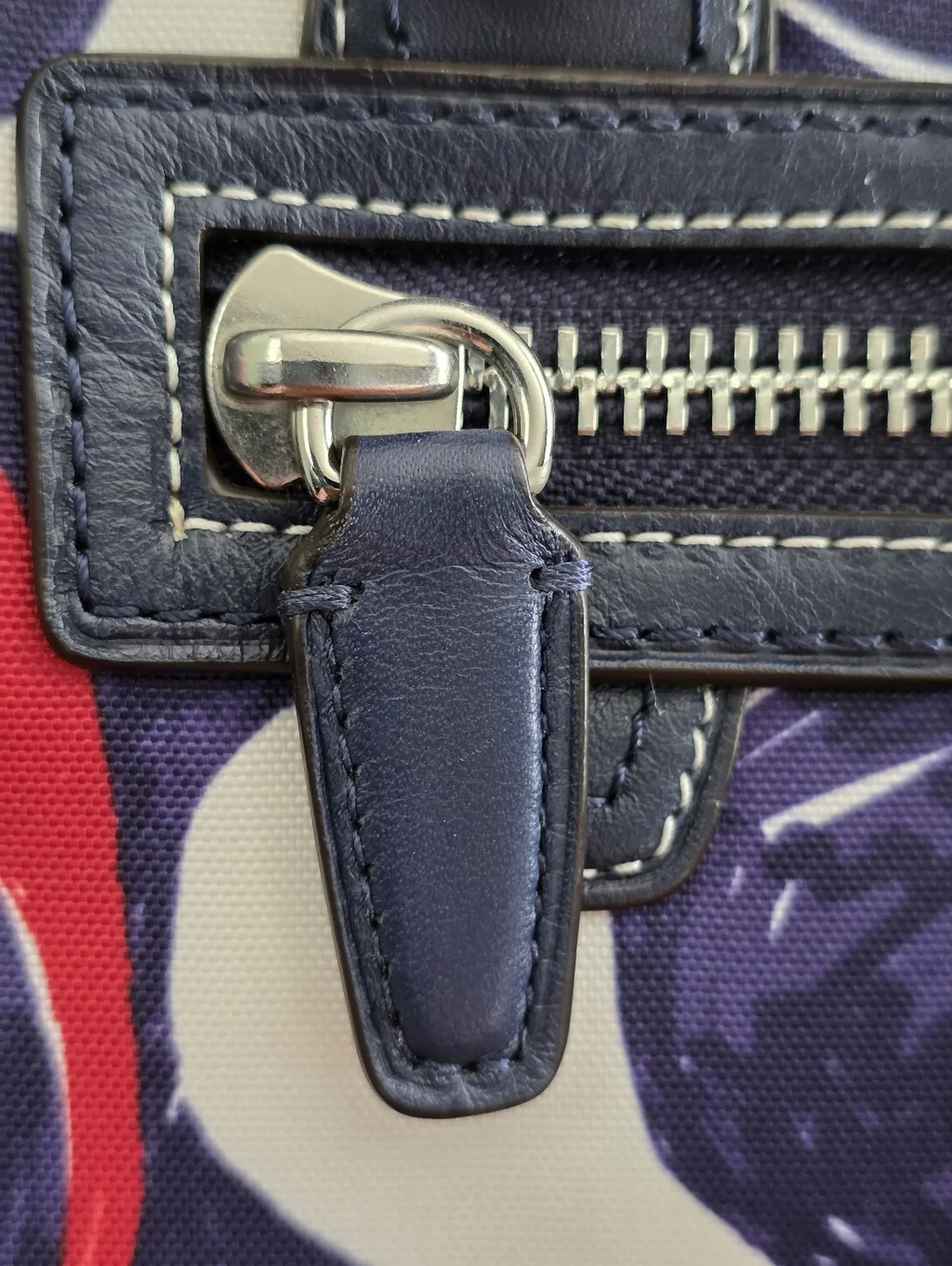 Coach Candace 19951 Legacy Navy Multicolor Leather Carryall Satchel Bag